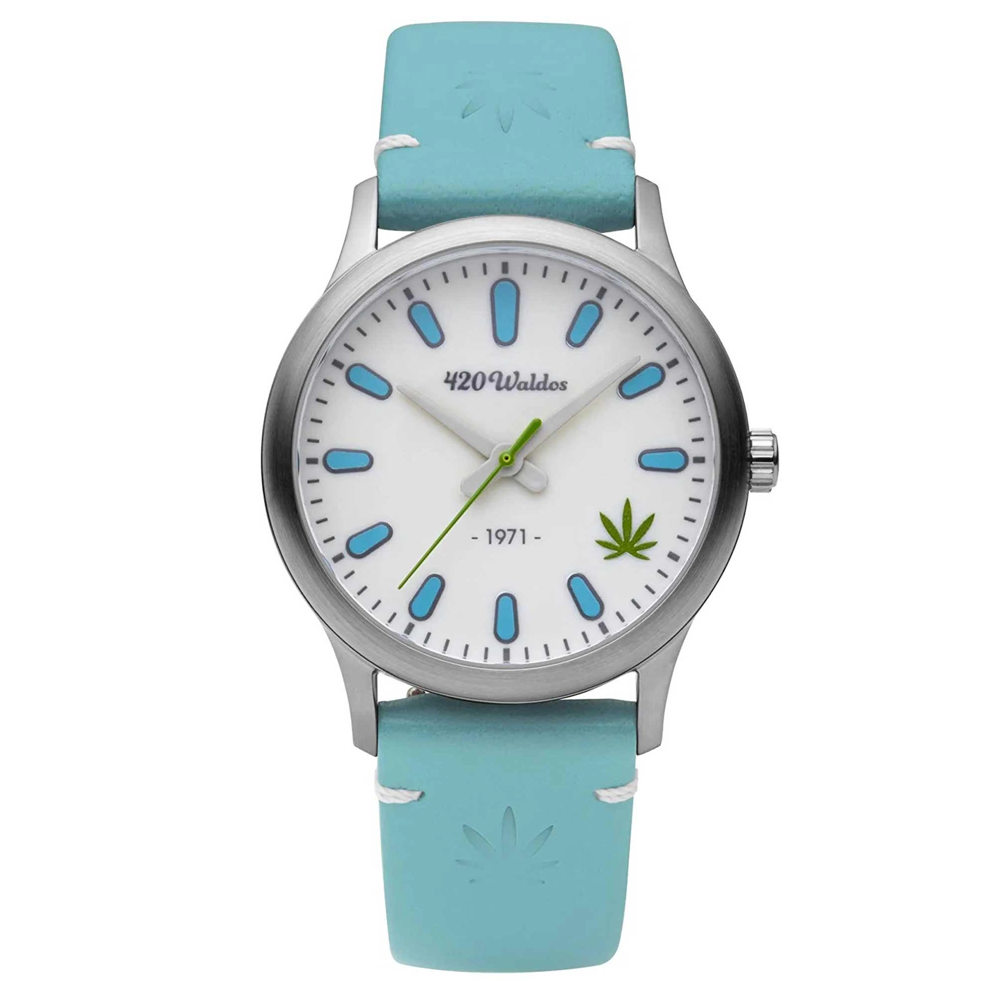 420Waldos Women's Quartz Watch - Mary Jane Blue Soft Genuine Leather Strap | W2005