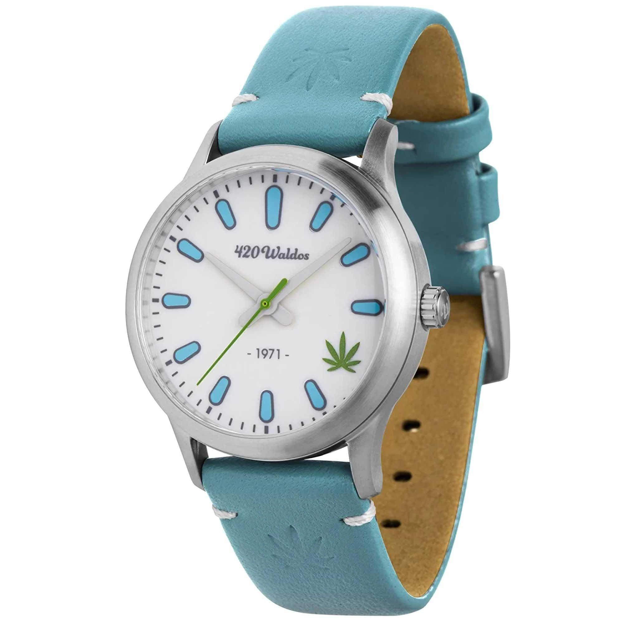 420Waldos Women's Quartz Watch - Mary Jane Blue Soft Genuine Leather Strap | W2005