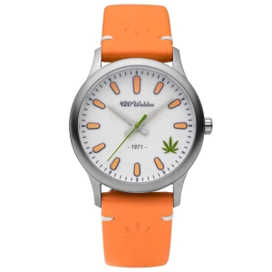420Waldos Women's Quartz Watch - Mary Jane Orange Soft Genuine Leather Strap | W2004