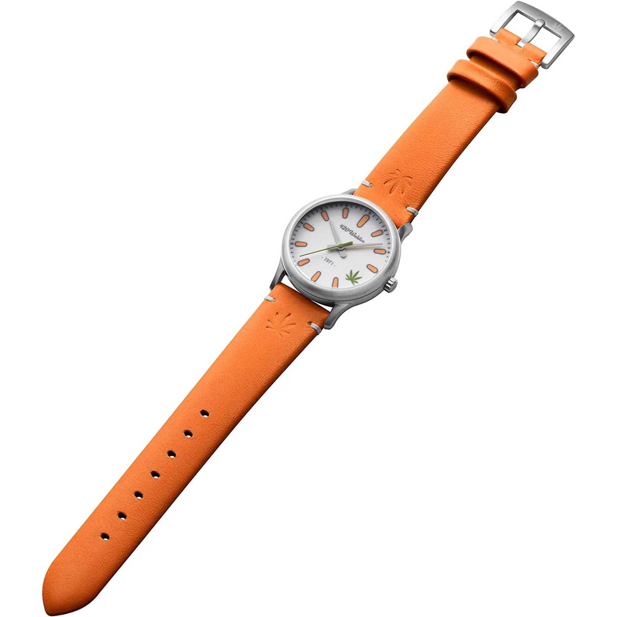 420Waldos Women's Quartz Watch - Mary Jane Orange Soft Genuine Leather Strap | W2004