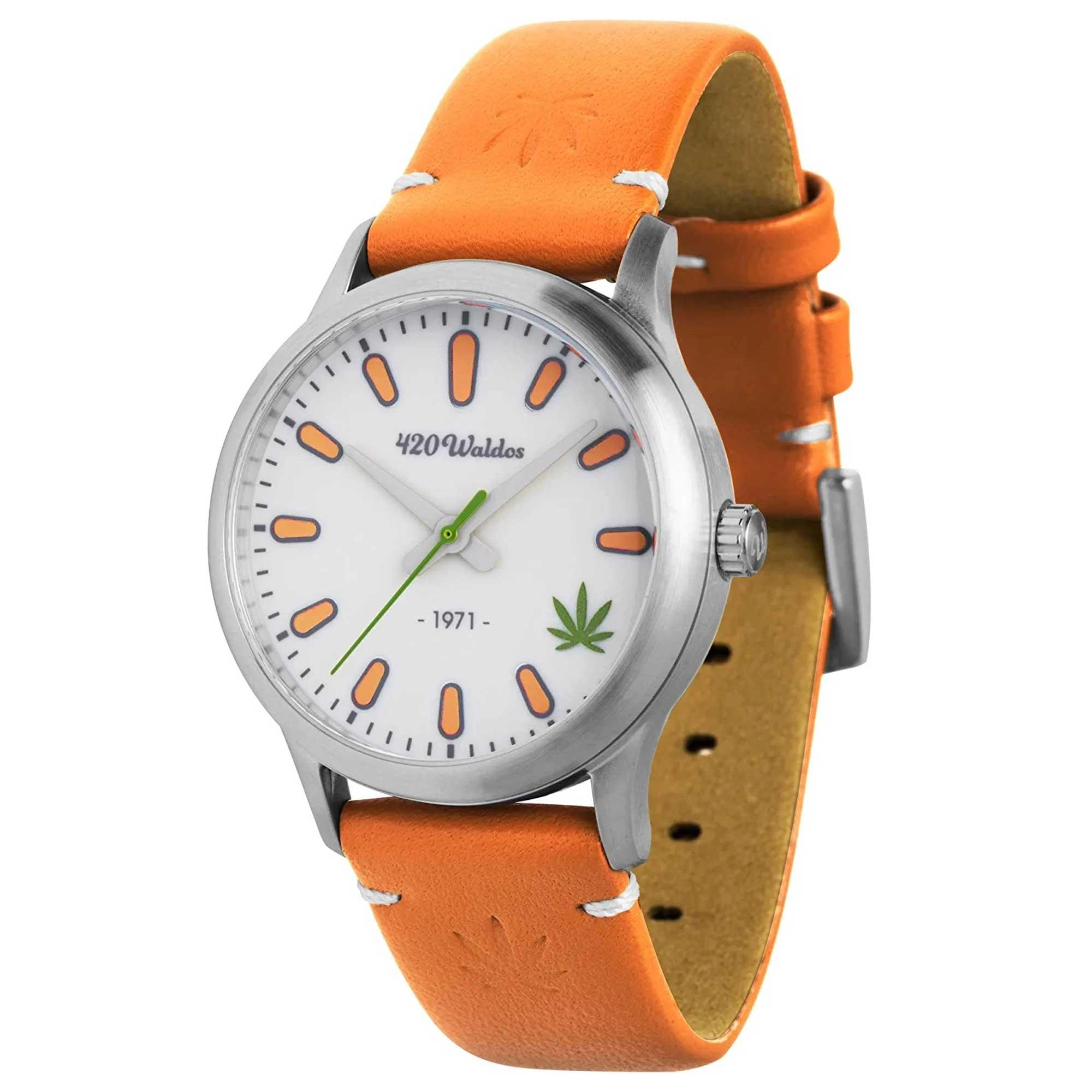 420Waldos Women's Quartz Watch - Mary Jane Orange Soft Genuine Leather Strap | W2004