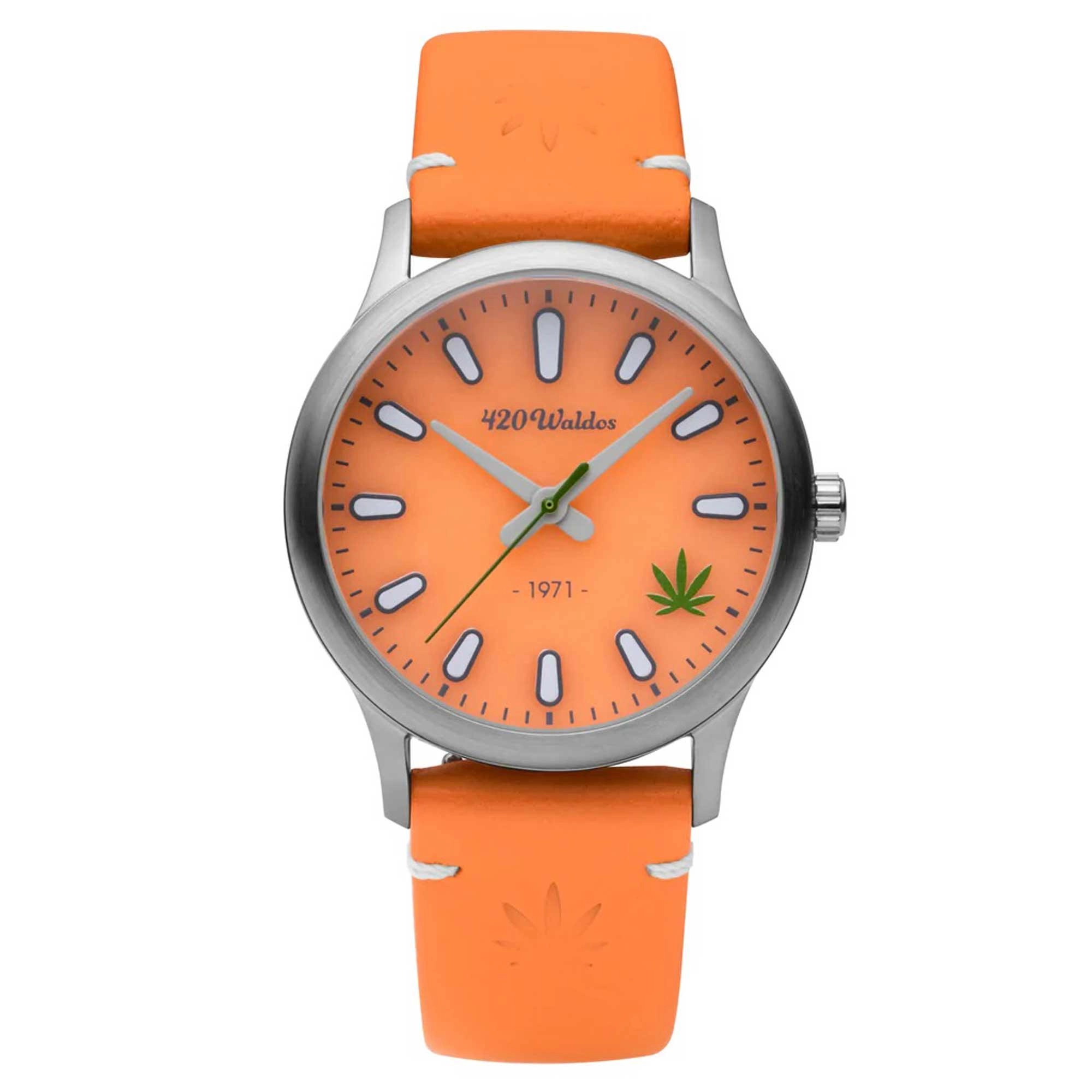 420Waldos Women's Quartz Watch - Mary Jane Soft Orange Genuine Leather Strap | W2014