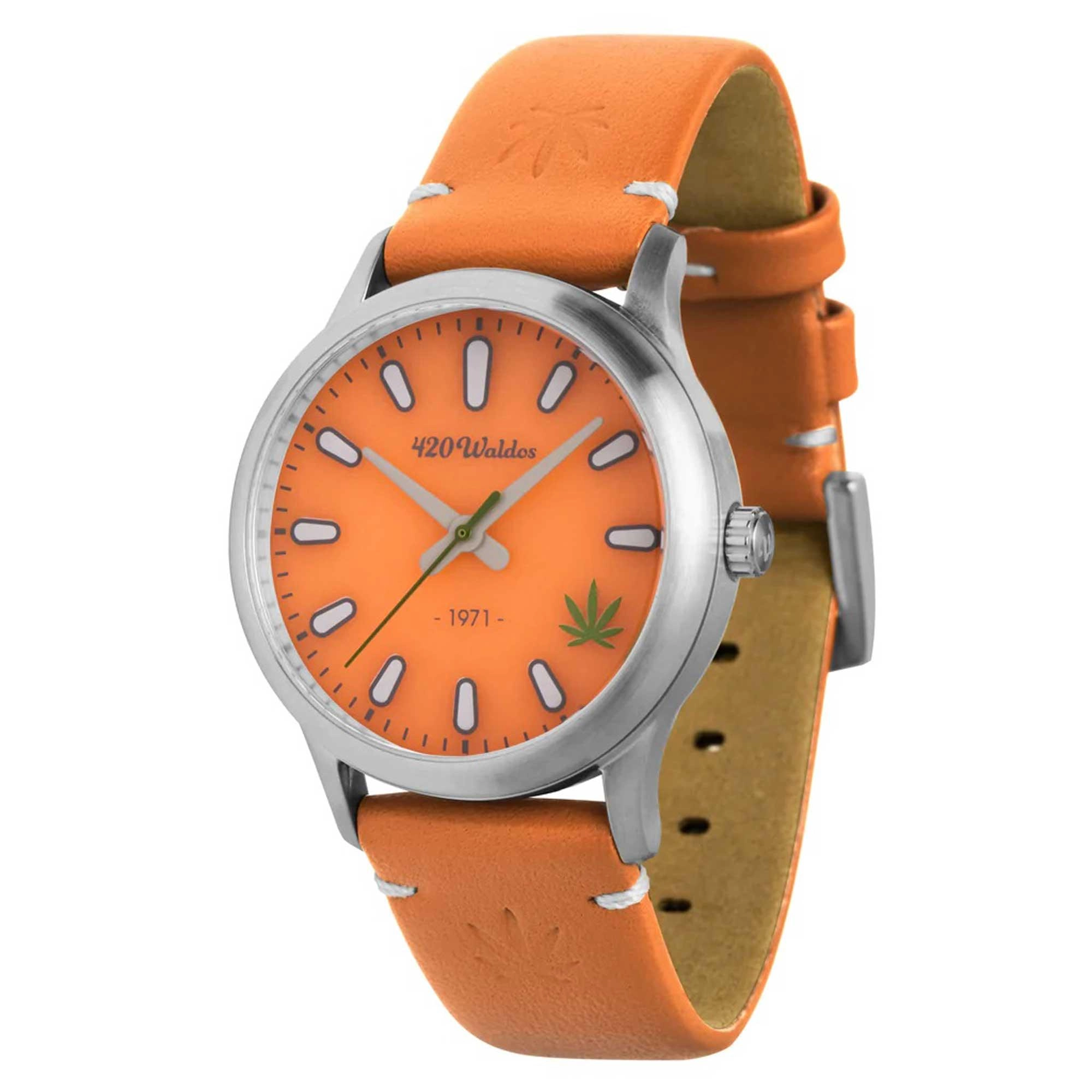 420Waldos Women's Quartz Watch - Mary Jane Soft Orange Genuine Leather Strap | W2014