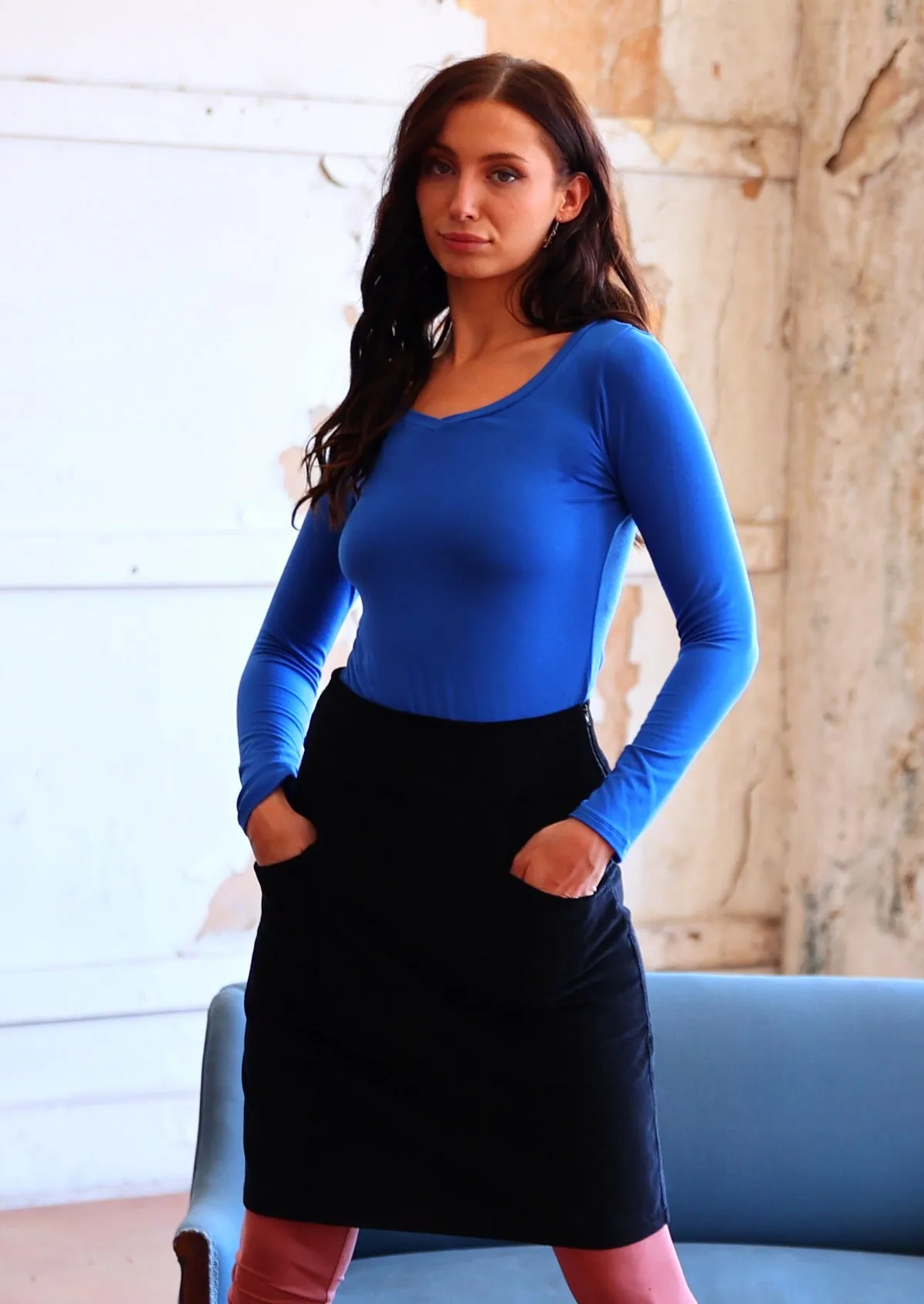Aalia Corduroy Skirt Black
