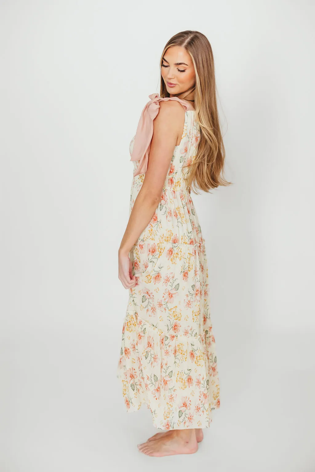 Ambrose Maxi Dress in Cream/Coral Floral