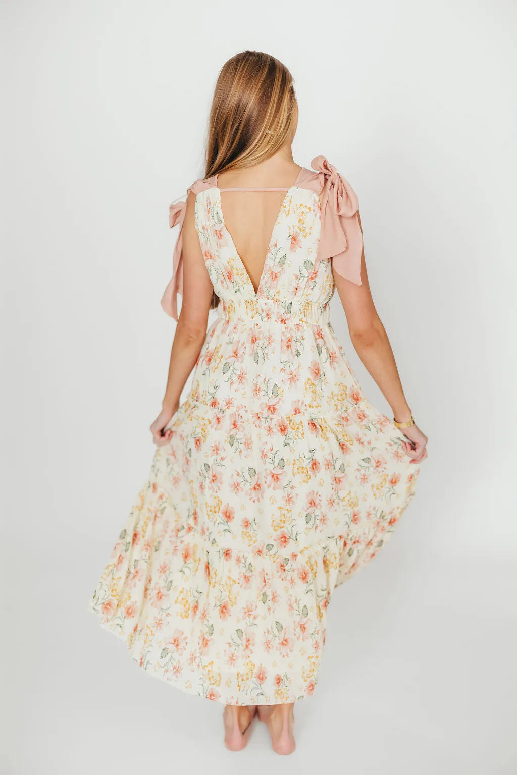 Ambrose Maxi Dress in Cream/Coral Floral