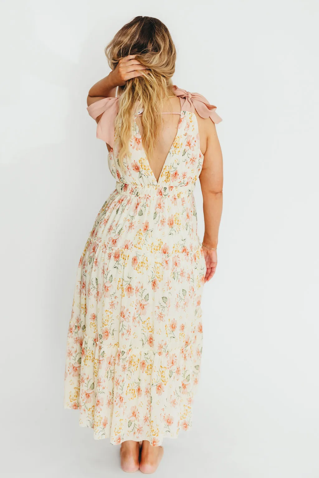 Ambrose Maxi Dress in Cream/Coral Floral
