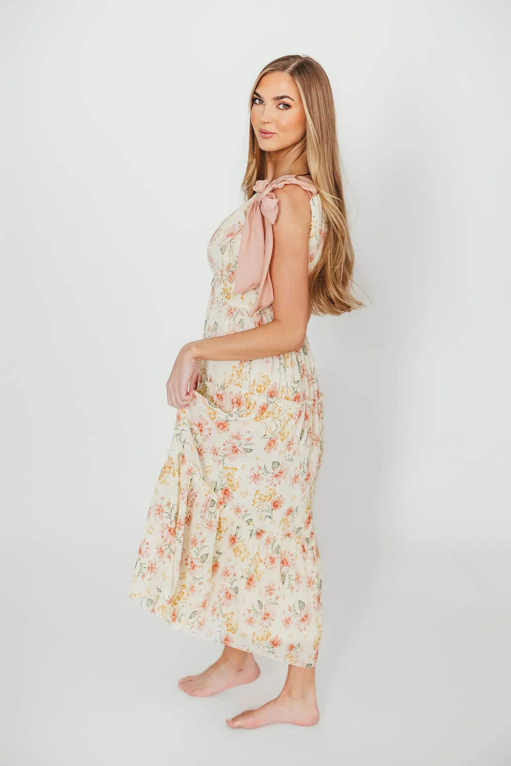 Ambrose Maxi Dress in Cream/Coral Floral