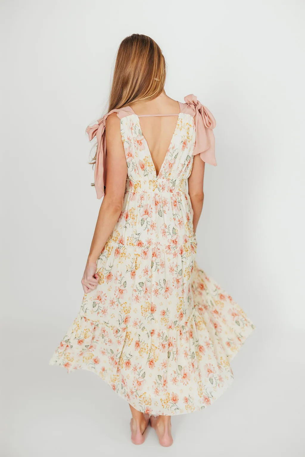 Ambrose Maxi Dress in Cream/Coral Floral