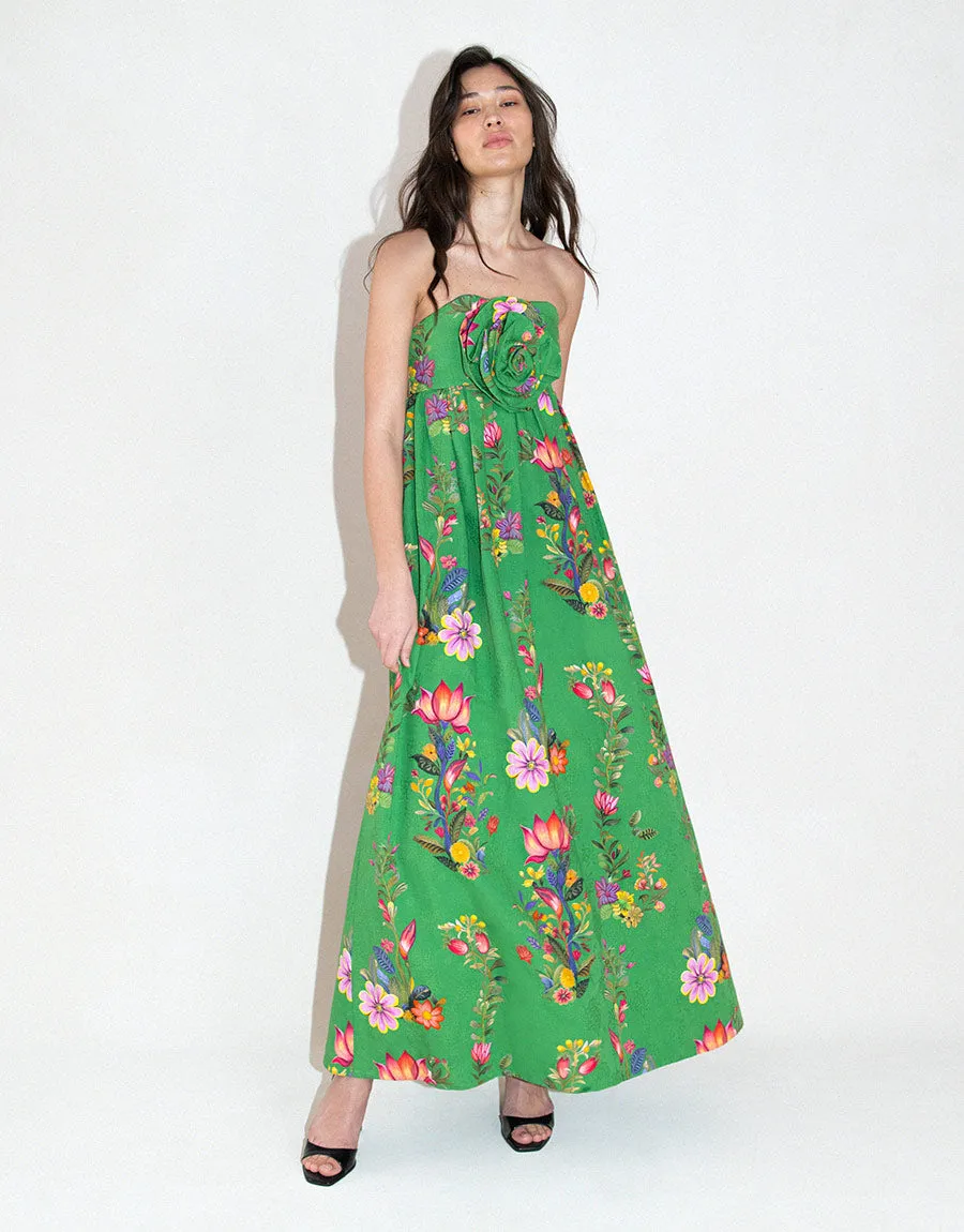 Anastasia Jacquard Maxi Gown - Sierra Jungle Green - SALE