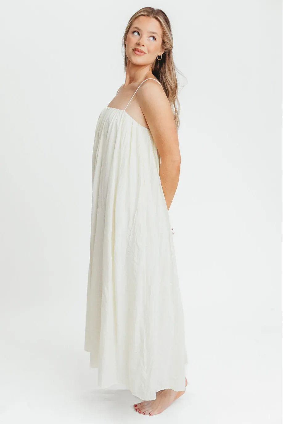 Becca Tube Neck Spaghetti Strap Maxi Dress in Cream - Bump Friendly