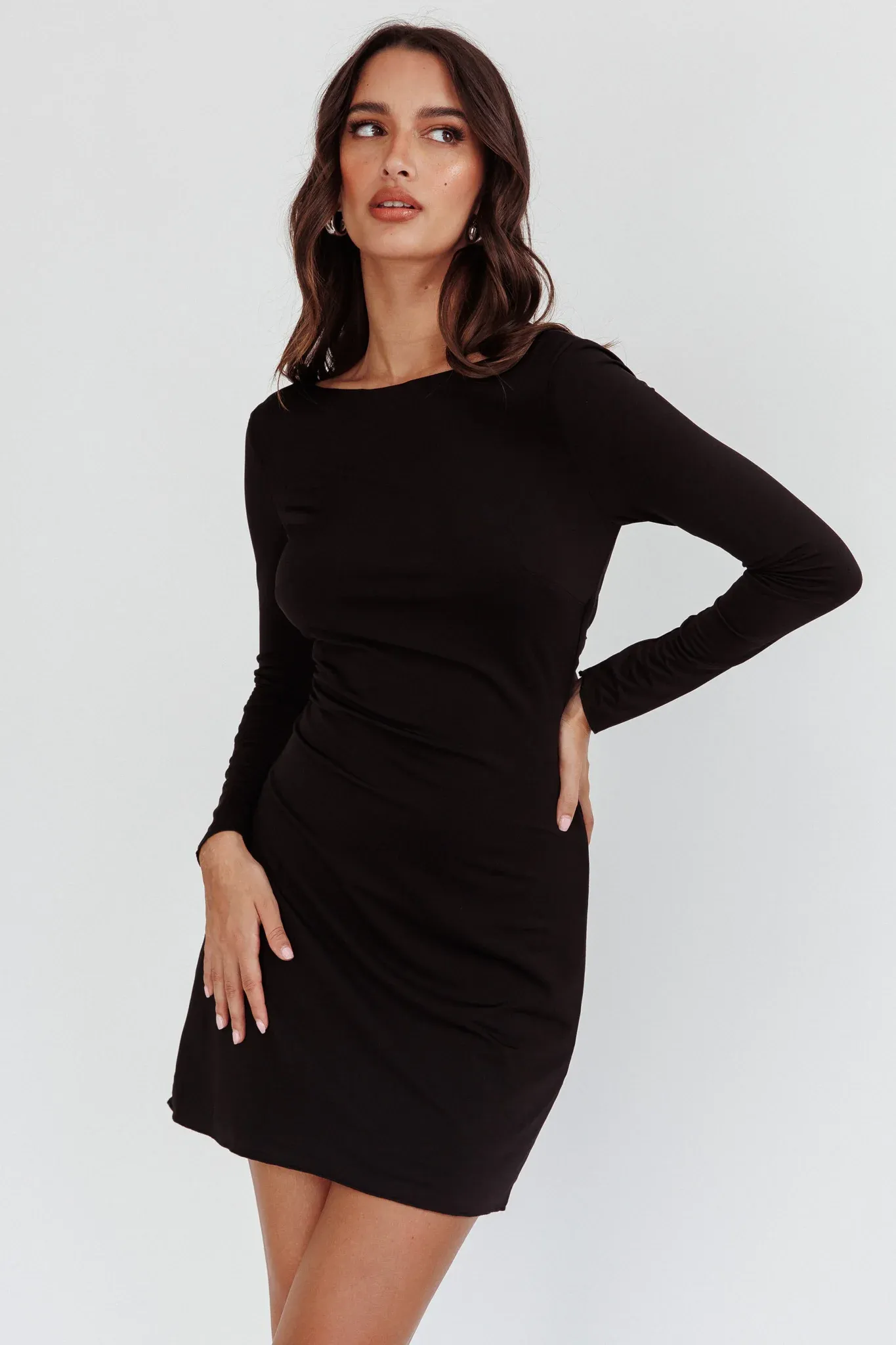 Chessie Long Sleeve Mini Dress Black