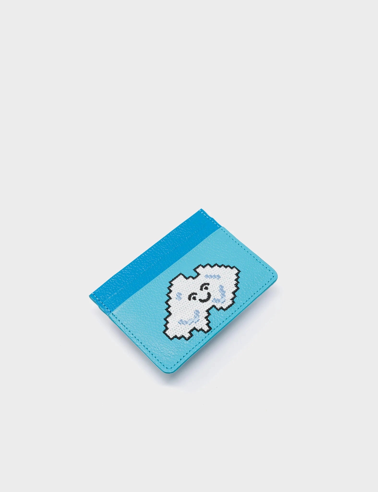 Filium Blue Leather Cardholder - Cloud Embroidery