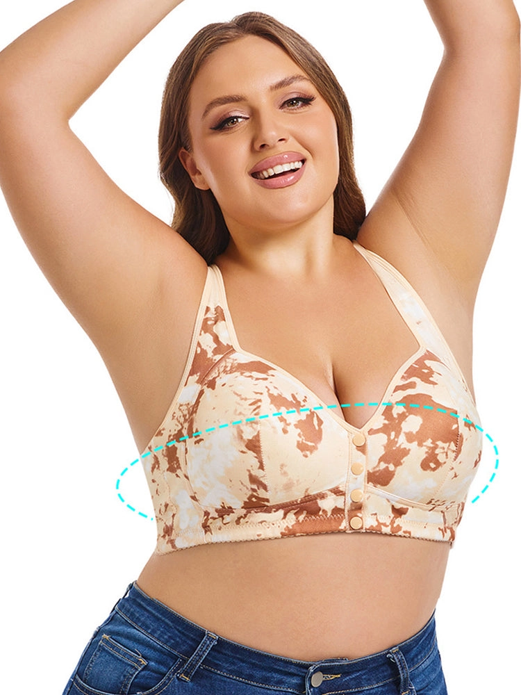 Front Closure Printed Full Coverage Wireless Bra
