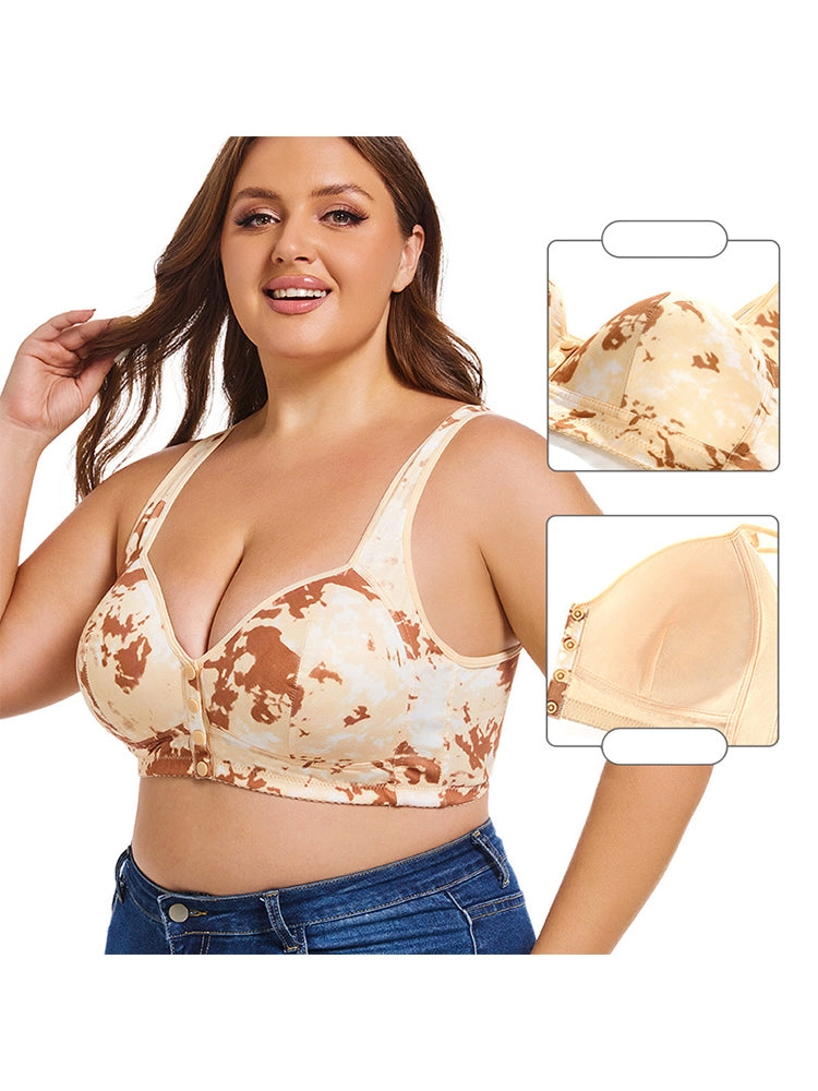 Front Closure Printed Full Coverage Wireless Bra