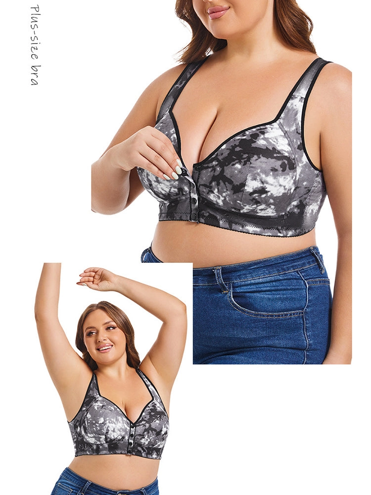Front Closure Printed Full Coverage Wireless Bra