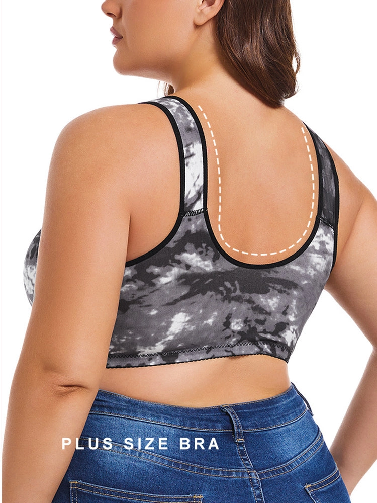 Front Closure Printed Full Coverage Wireless Bra