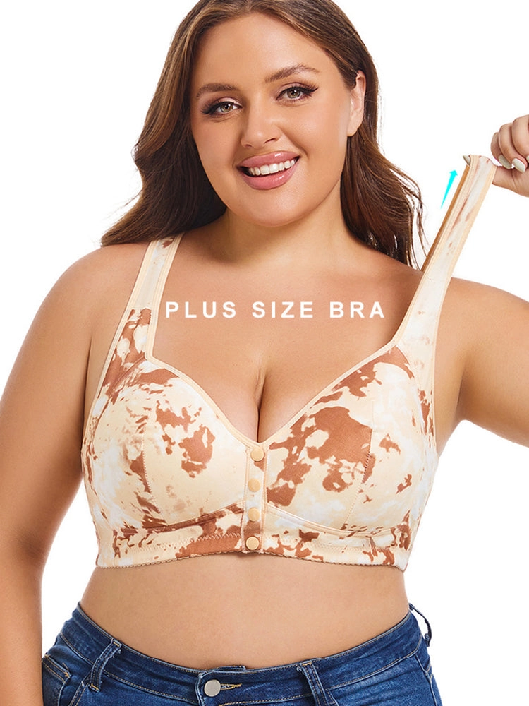 Front Closure Printed Full Coverage Wireless Bra