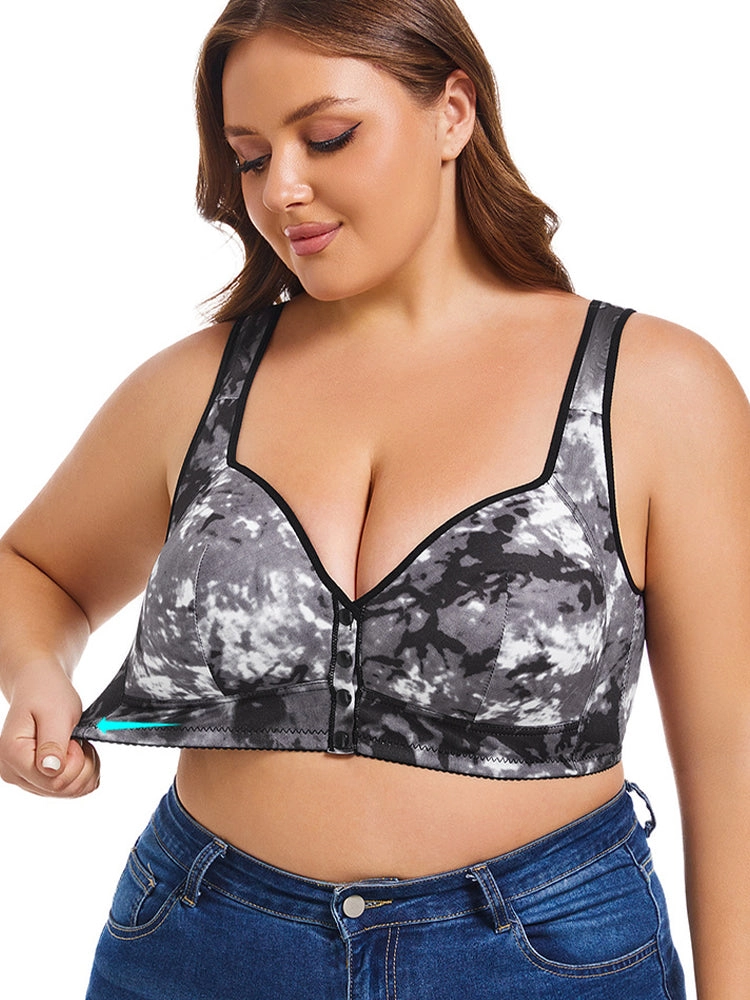 Front Closure Printed Full Coverage Wireless Bra