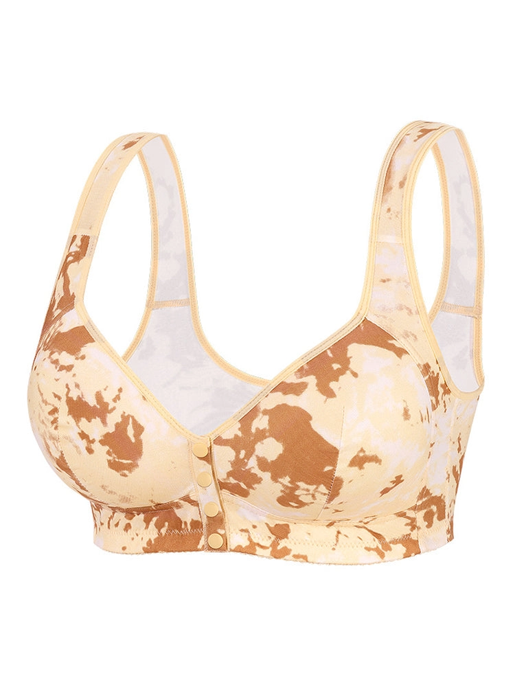 Front Closure Printed Full Coverage Wireless Bra