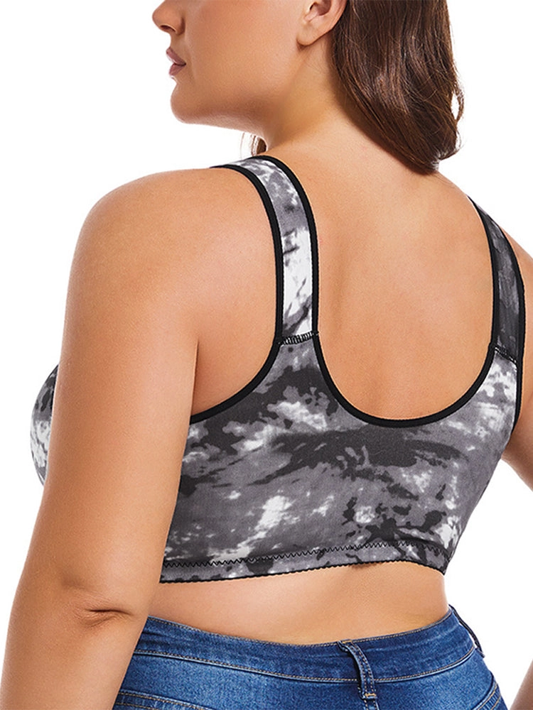 Front Closure Printed Full Coverage Wireless Bra