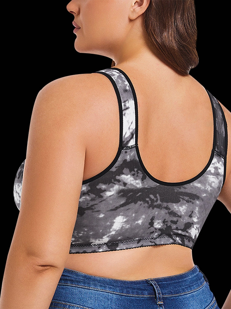 Front Closure Printed Full Coverage Wireless Bra