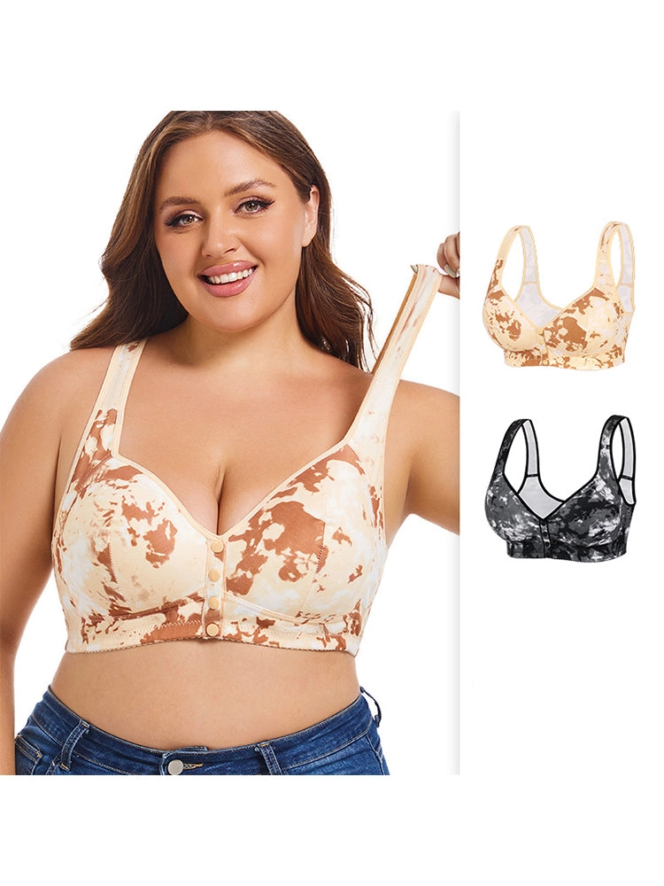 Front Closure Printed Full Coverage Wireless Bra