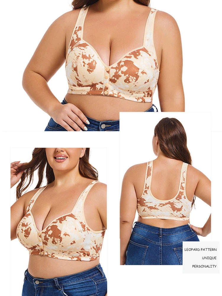 Front Closure Printed Full Coverage Wireless Bra