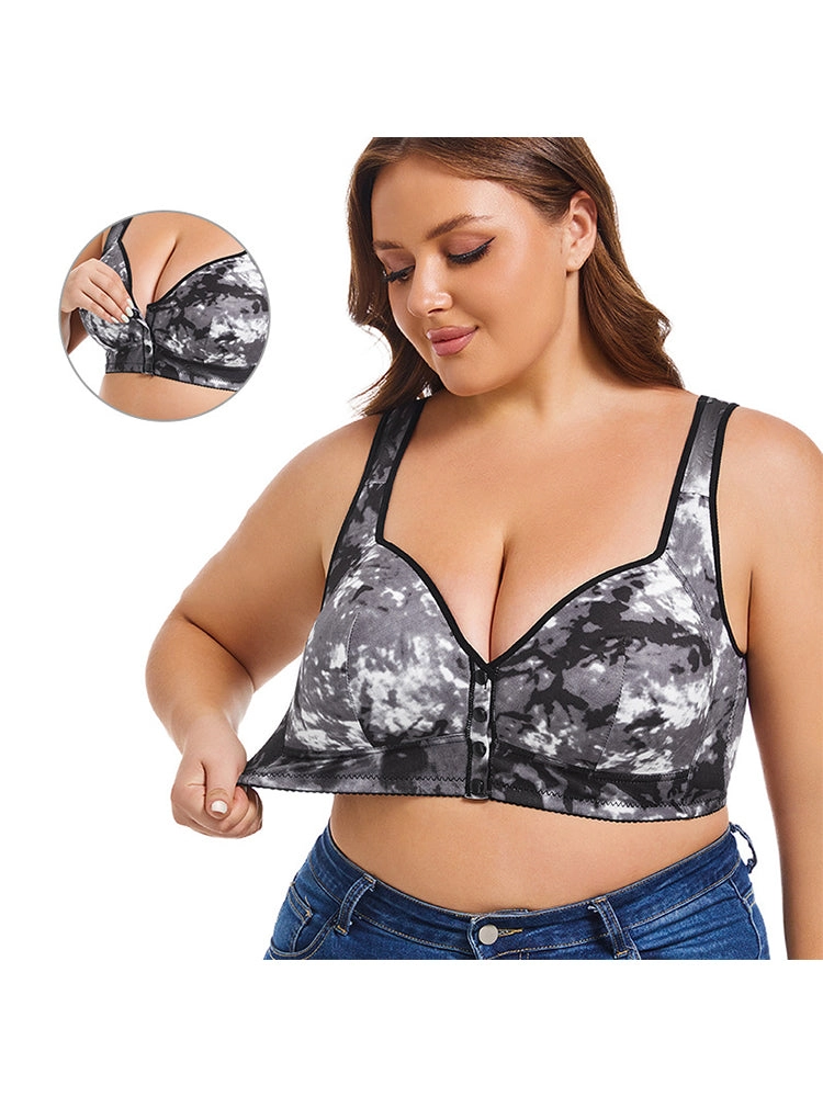 Front Closure Printed Full Coverage Wireless Bra