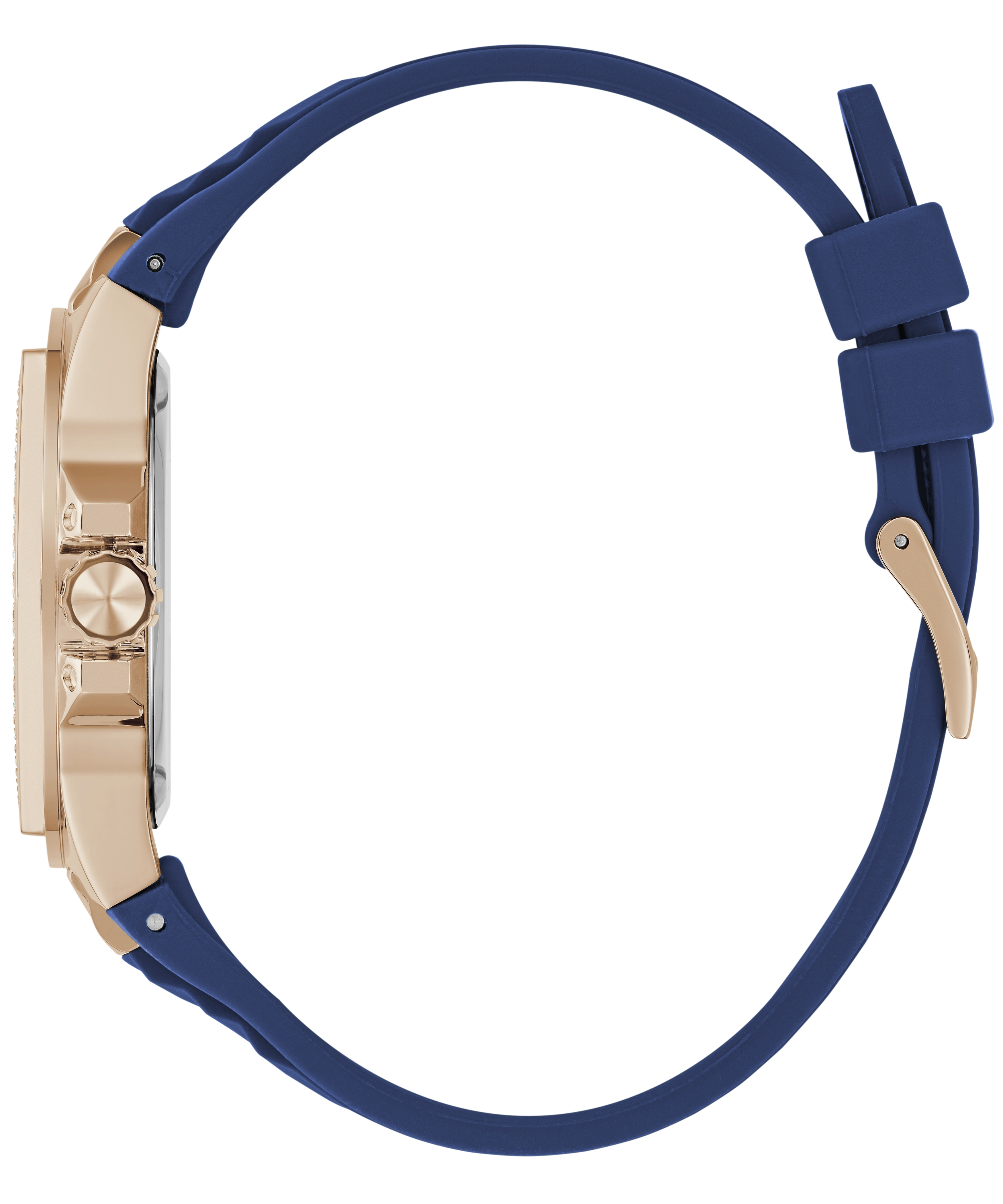 GUESS Ladies Blue Rose Gold Tone Multi-function Watch