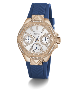 GUESS Ladies Blue Rose Gold Tone Multi-function Watch