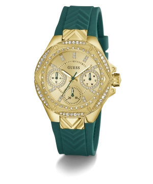 GUESS Ladies Green Gold Tone Multi-function Watch