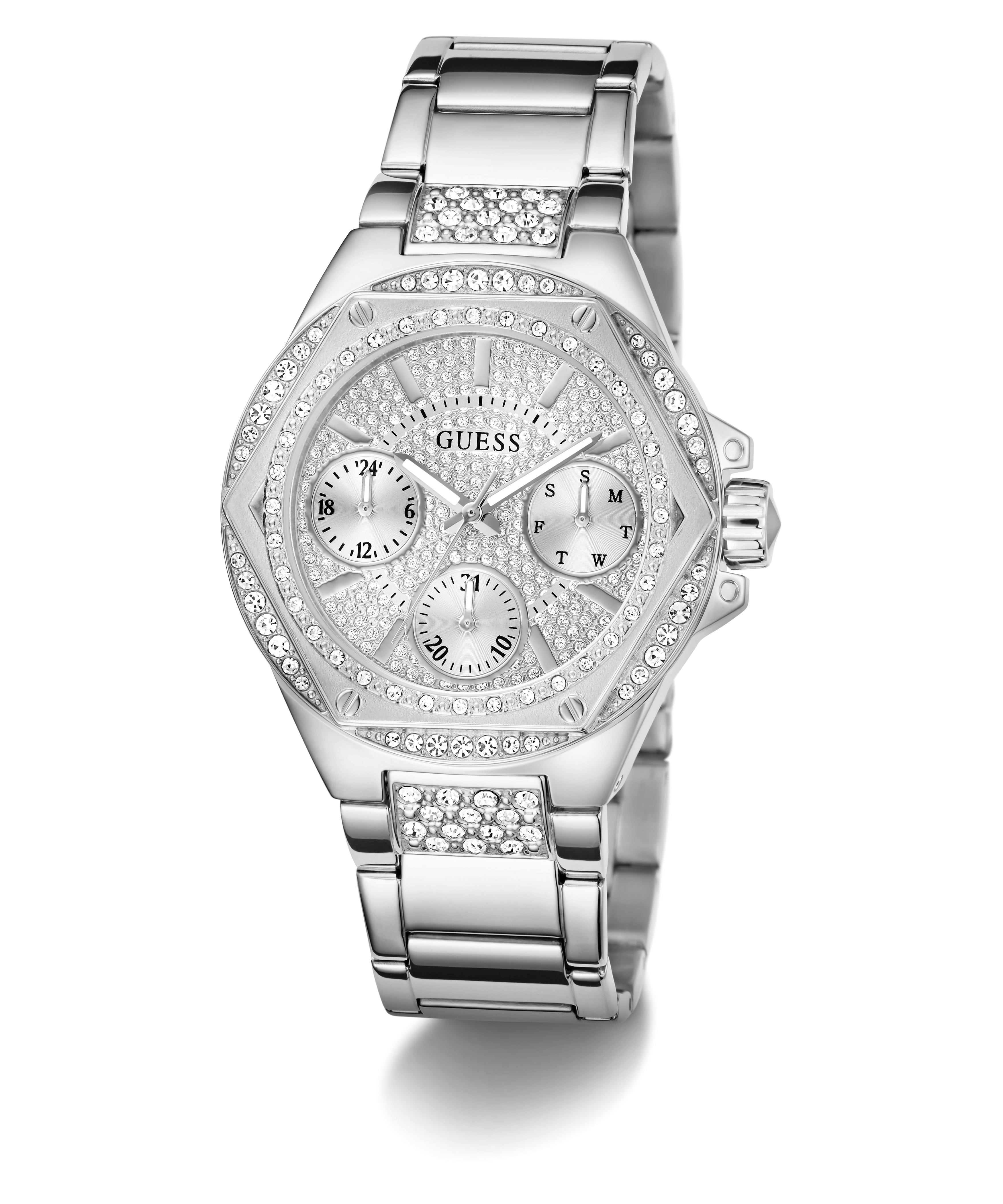 GUESS Ladies Silver Tone Multi-function Watch