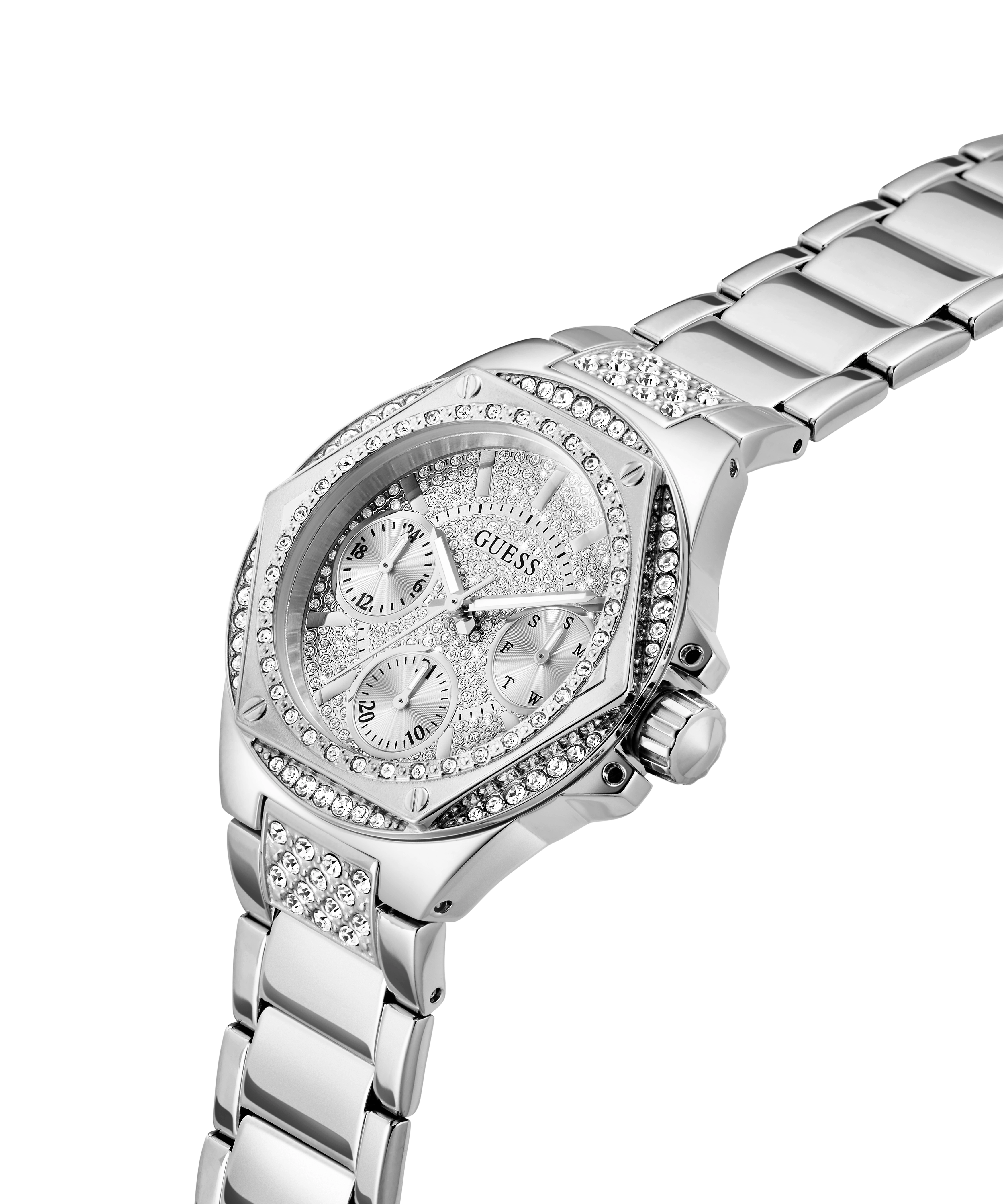 GUESS Ladies Silver Tone Multi-function Watch