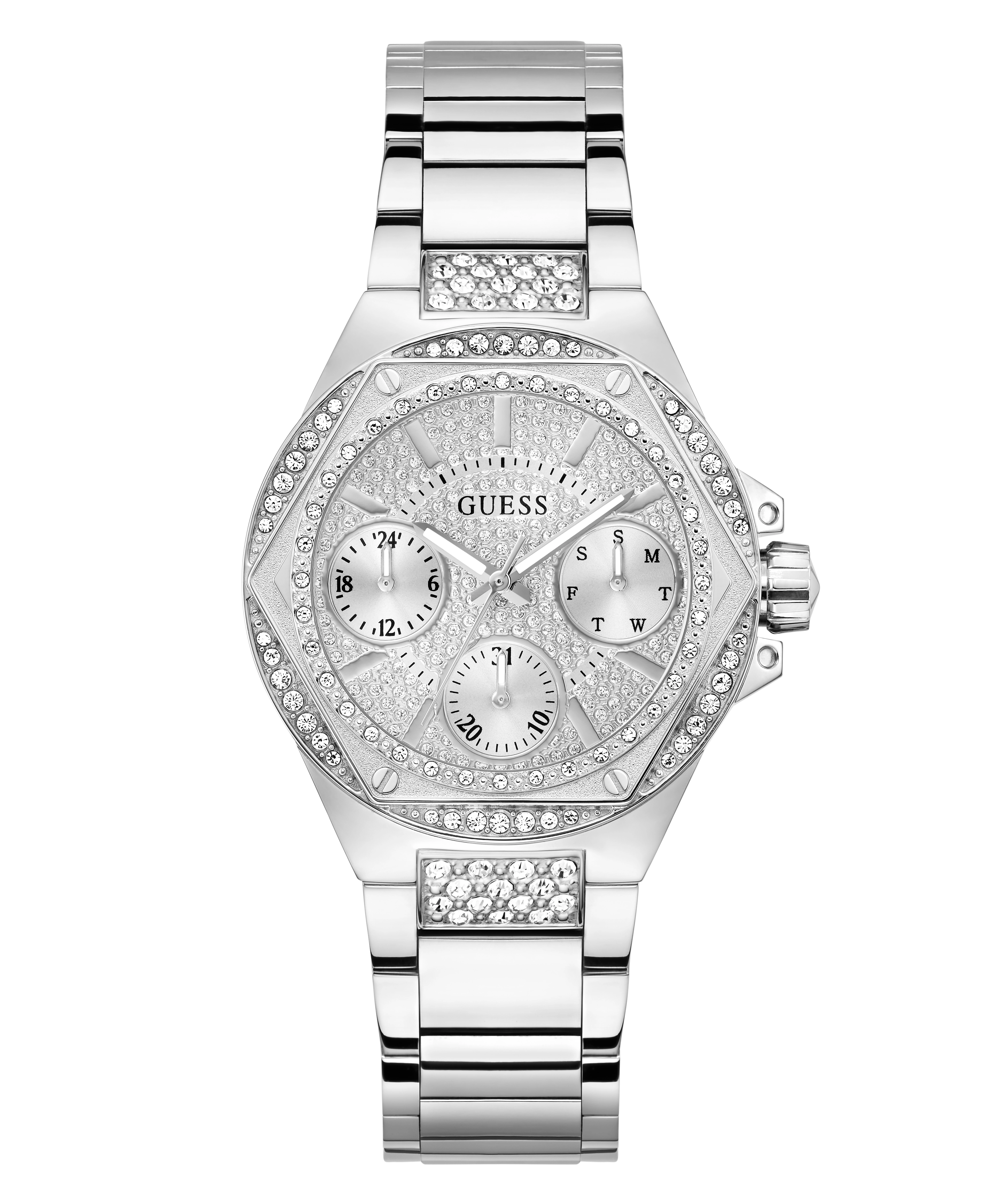 GUESS Ladies Silver Tone Multi-function Watch
