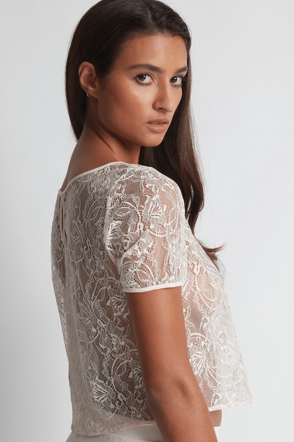 Lazy Days Short Sleeve Lace Top Petal