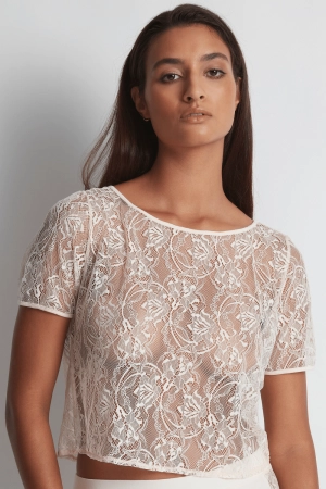 Lazy Days Short Sleeve Lace Top Petal