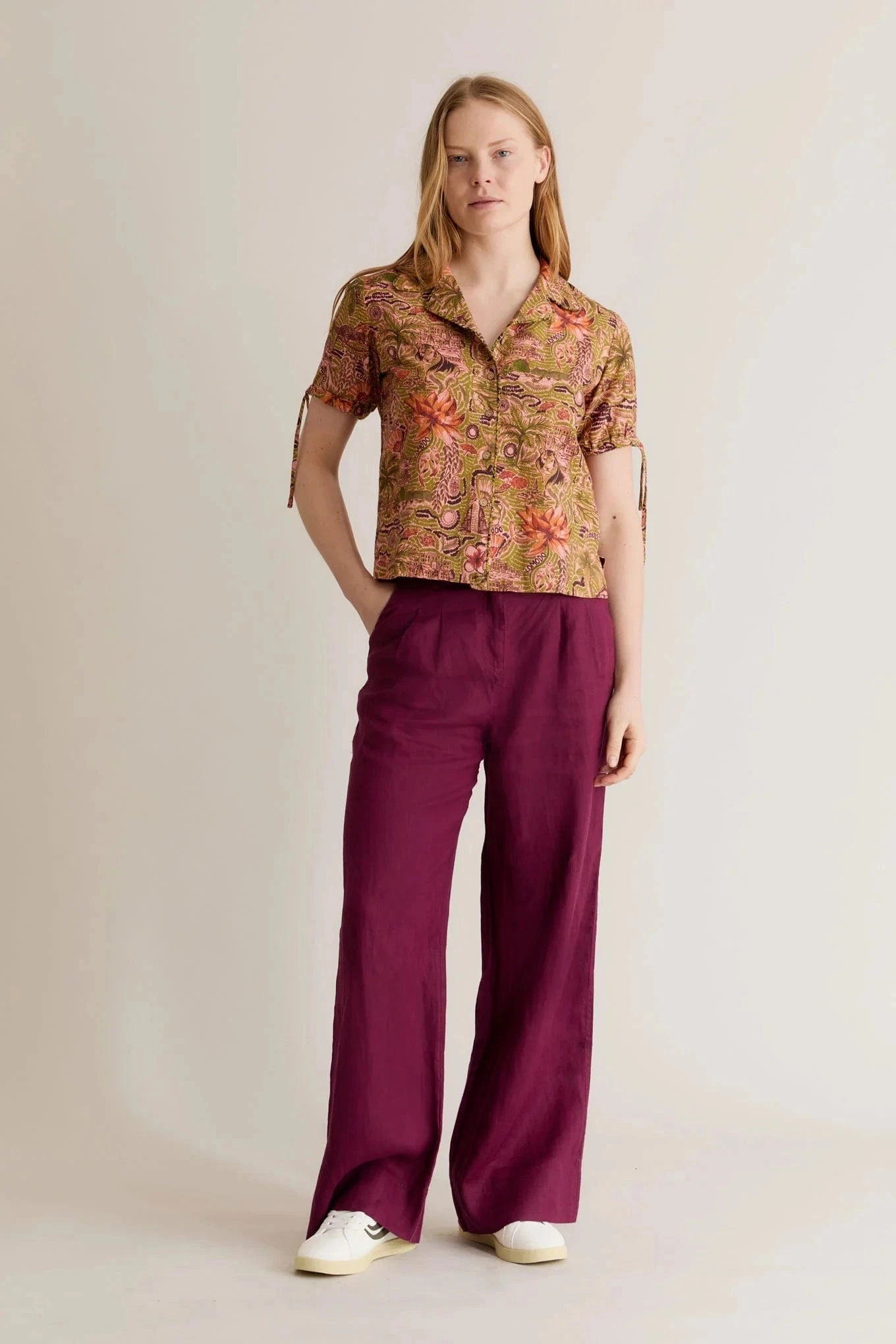 Lion Women's Linen Trousers | Berry