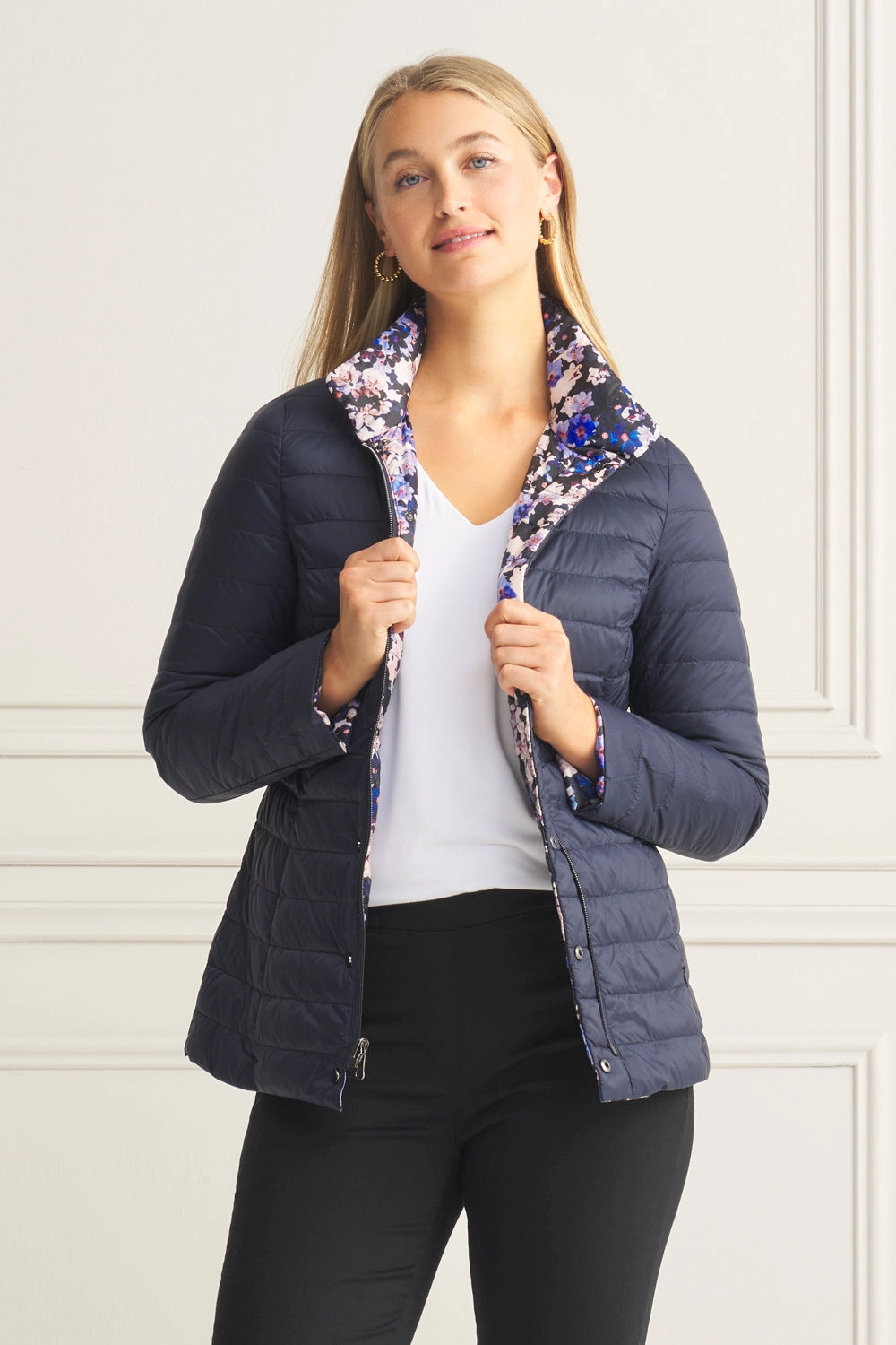 Reversible Puffer Jacket - Violet Floral