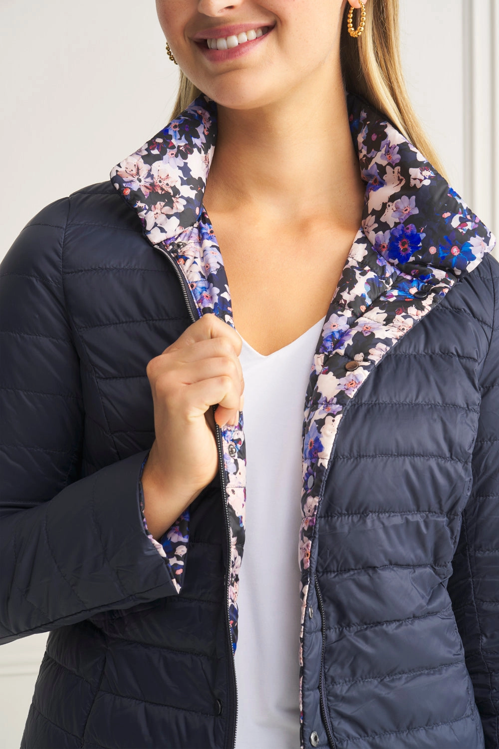 Reversible Puffer Jacket - Violet Floral