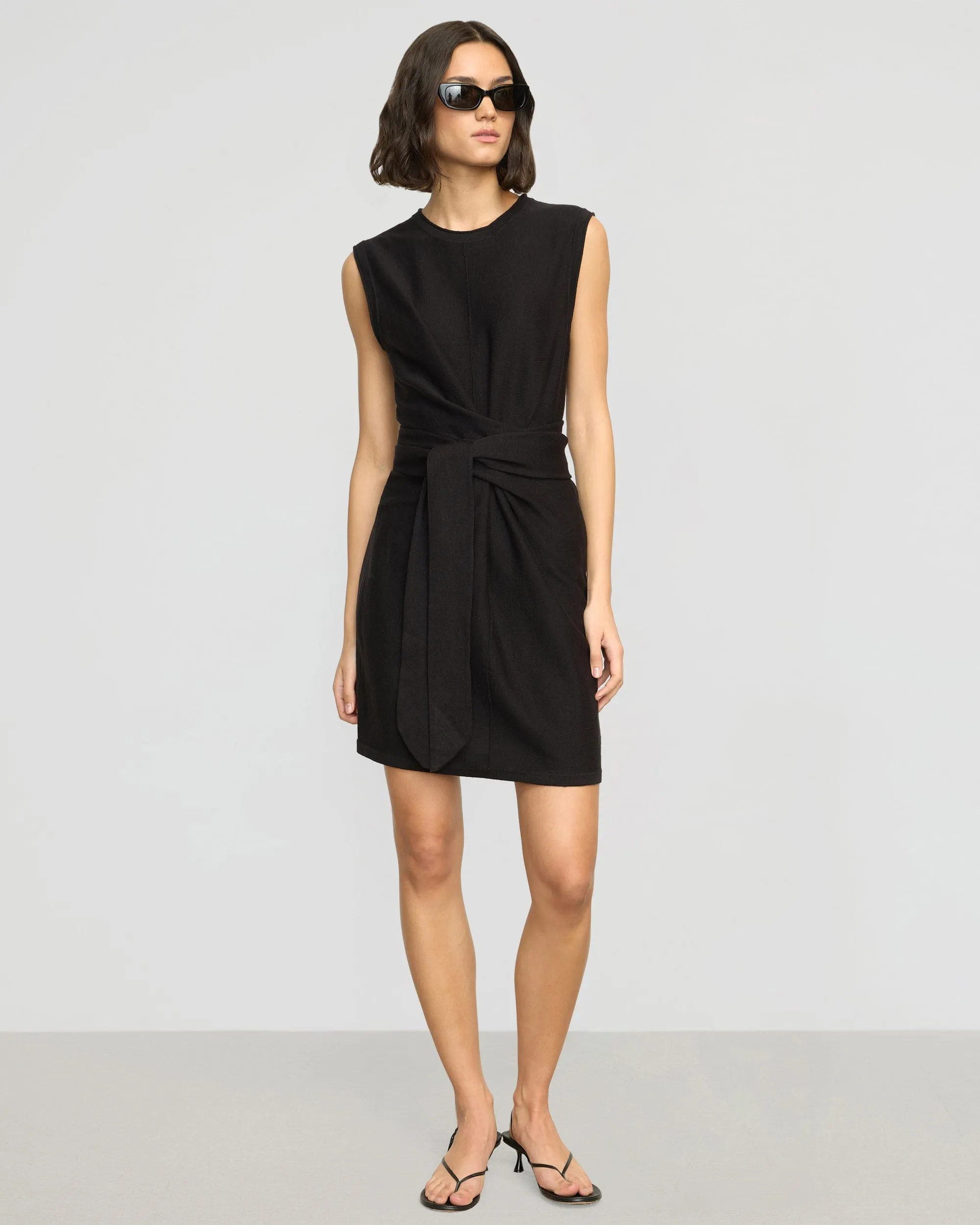 Rini Linen-Cotton Tie-Front Mini Dress