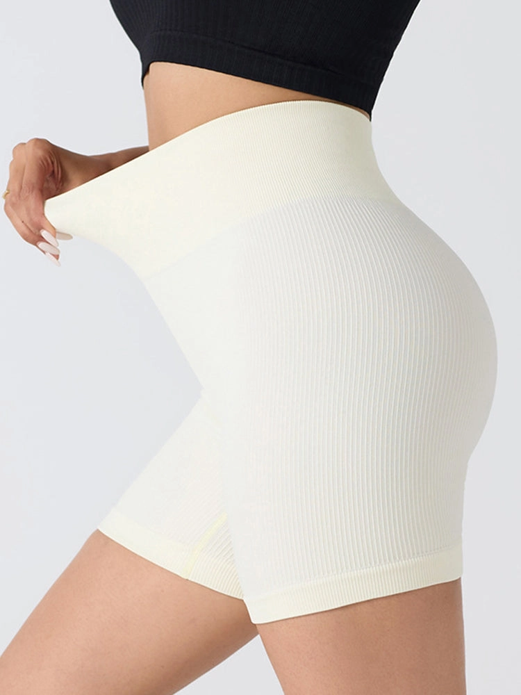 Seamless Ribbed Butt-Lift Biker Yoga Shorts