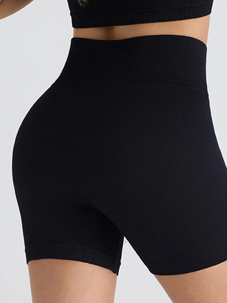 Seamless Ribbed Butt-Lift Biker Yoga Shorts