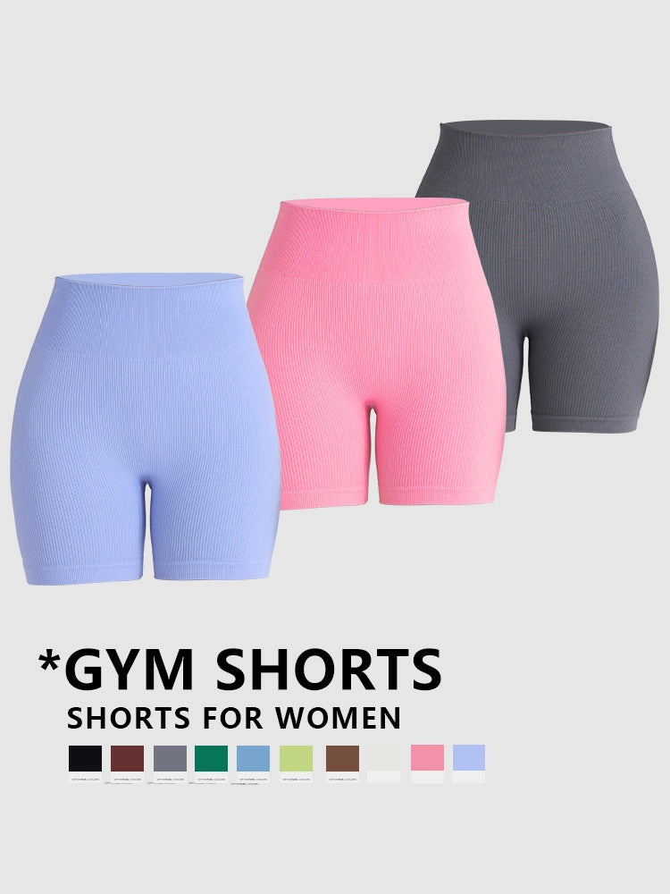 Seamless Ribbed Butt-Lift Biker Yoga Shorts