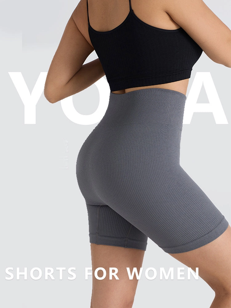 Seamless Ribbed Butt-Lift Biker Yoga Shorts