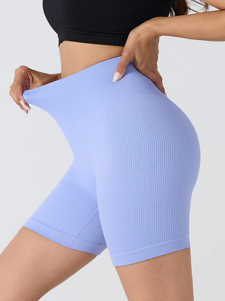 Seamless Ribbed Butt-Lift Biker Yoga Shorts
