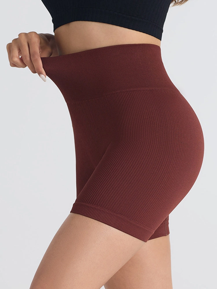 Seamless Ribbed Butt-Lift Biker Yoga Shorts