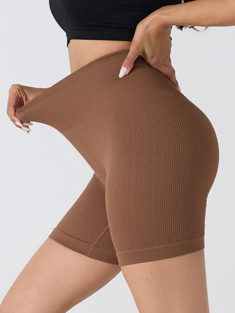 Seamless Ribbed Butt-Lift Biker Yoga Shorts