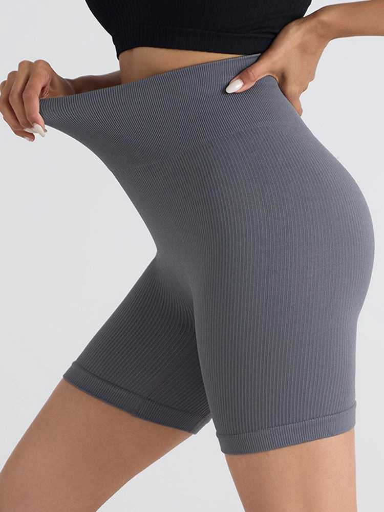Seamless Ribbed Butt-Lift Biker Yoga Shorts