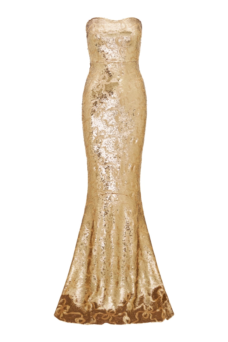 Sencha Sequin Strapless Gown